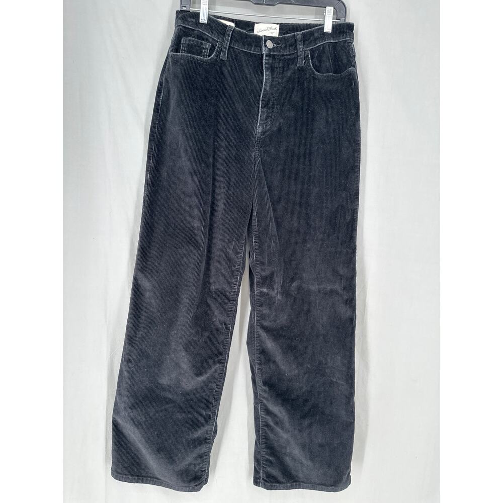 Universal Thread Pants Womens 8 29 Black Corduroy Relaxed Wide Leg Stretch High - Picture 7 of 10